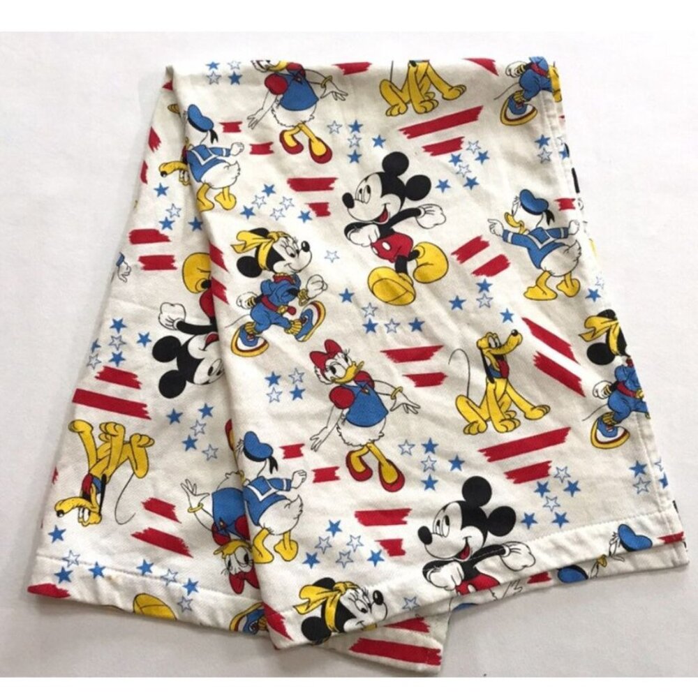 Vintage Baby Blanket Crib Sheet Mickey Mouse Gang